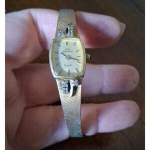 Vintage Womens Jules Jurgensen Diamond Dress Watch Gold Tone Not Working